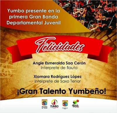Con mas de 90 postulados, dos Yumbe&ntilde;as fueron seleccionadas para conformar la Gran Banda Departamental Juvenil